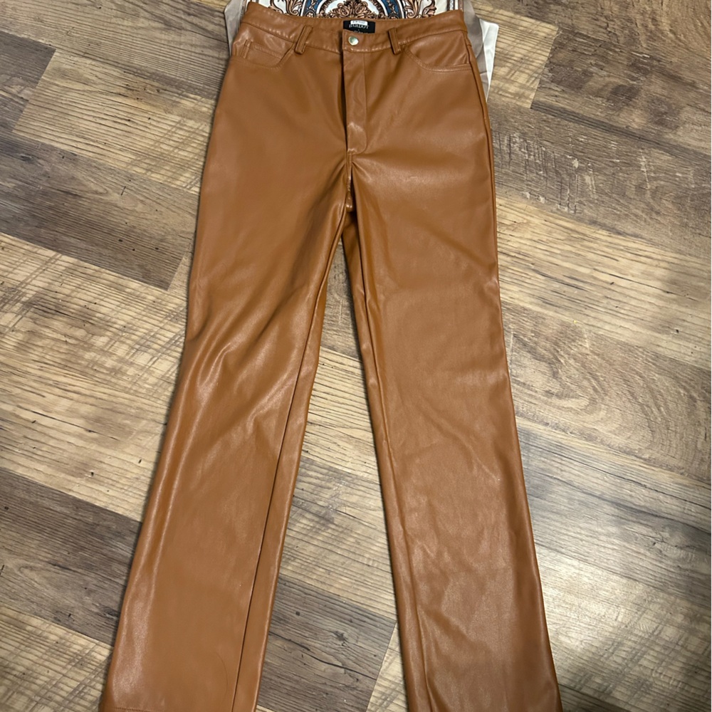 Bardot Revolve leather high waisted, boot cut pants Small - Picture 4 of 11